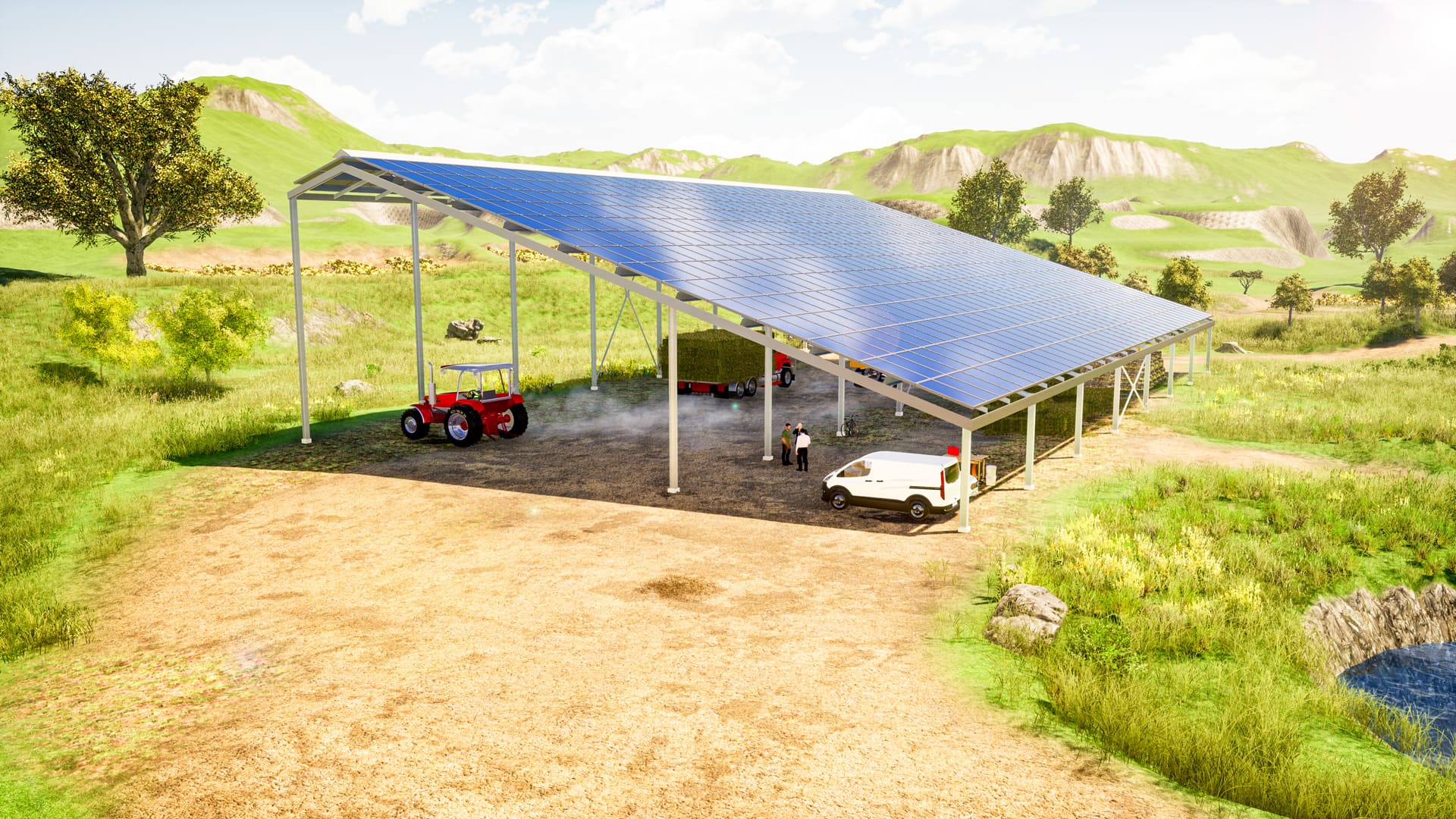 découvrez notre hangar photovoltaïque de 300 kwc, une solution idéale pour les exploitations agricoles modernes. maximisez votre production énergétique tout en réduisant vos coûts d'électricité, tout en respectant l'environnement. profitez d'un espace multifonctionnel alliant stockage et production d'énergie renouvelable.