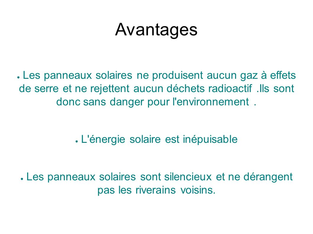 découvrez les nombreux avantages de l'énergie solaire : une source d'énergie renouvelable, des économies sur vos factures d'électricité, une réduction de l'empreinte carbone et une valorisation de votre propriété. informez-vous sur les bénéfices écologiques et économiques de cette technologie durable.